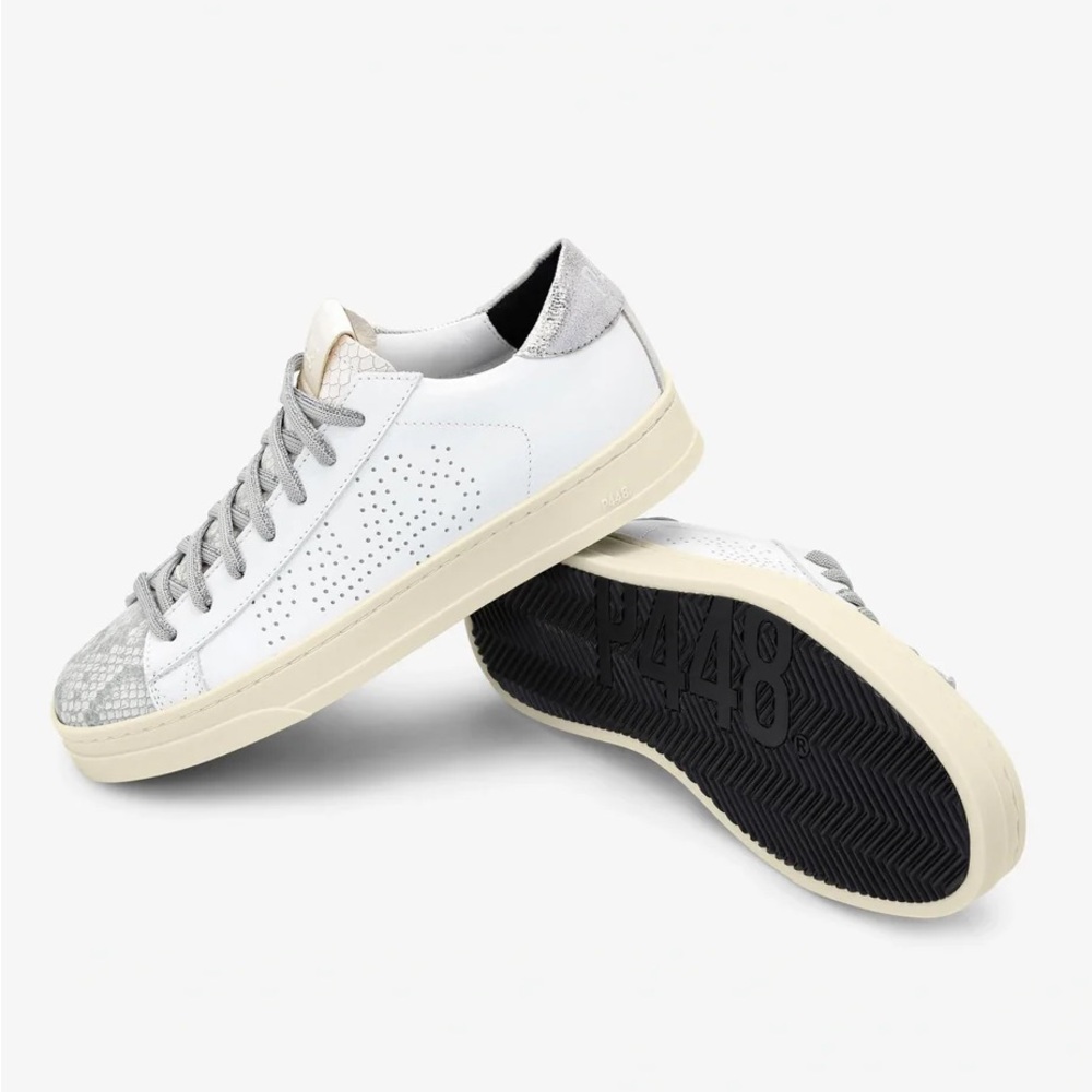 P448 Gray and White Snake Pattern Sneakers